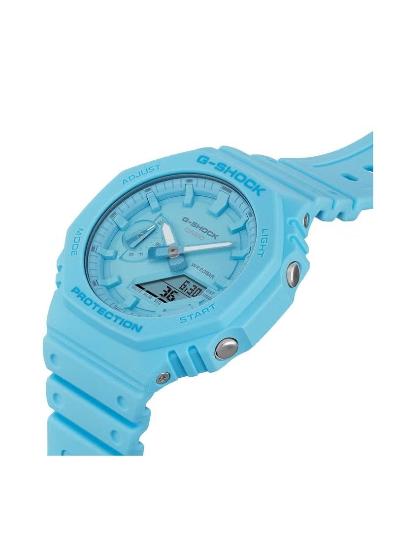 G-SHOCK ANALOG DIGITAL TONE-ON-TONE Series GA-2100-2A2 Blue Resin Band Unisex Watch - Image 4